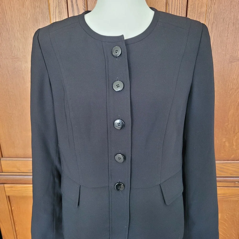 Pendleton Women's Sz 12P Black Button Up Classic Structured‎ Minimalist Jacket